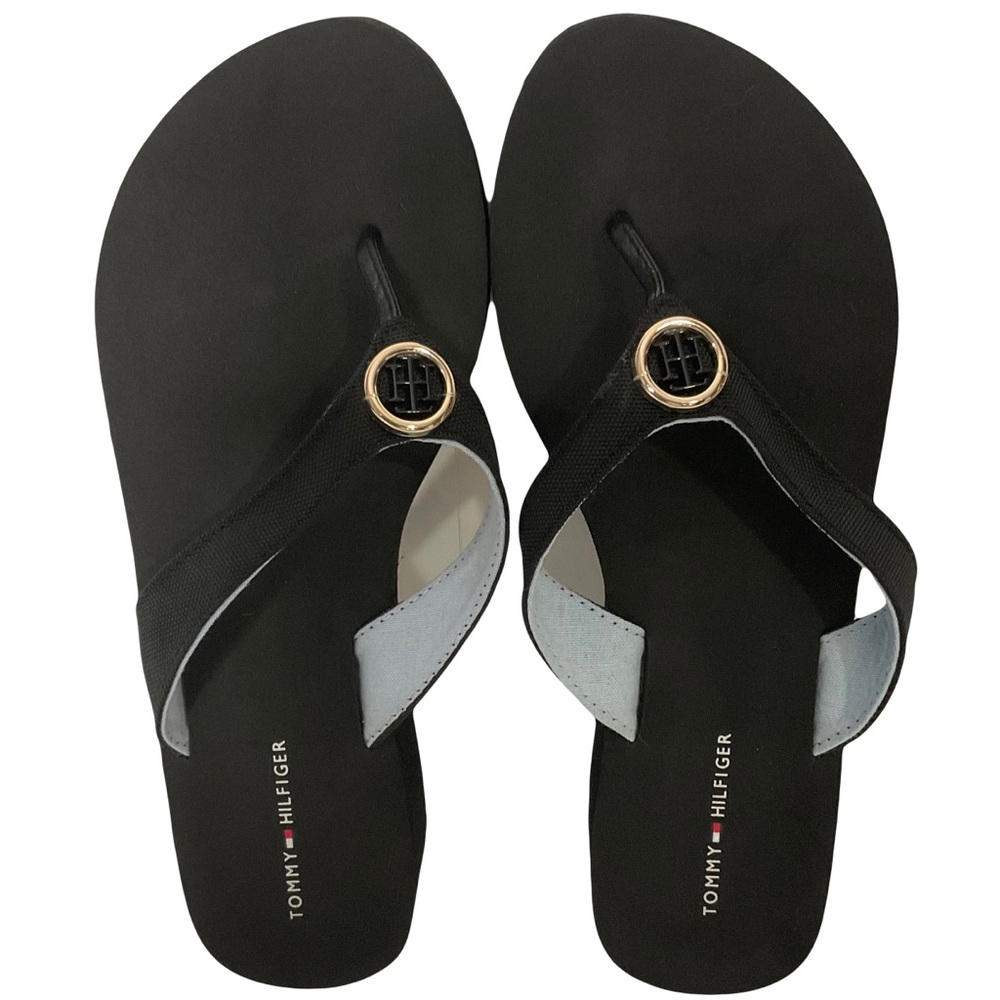 Tommy Hilfiger Black and Light Blue Sandals